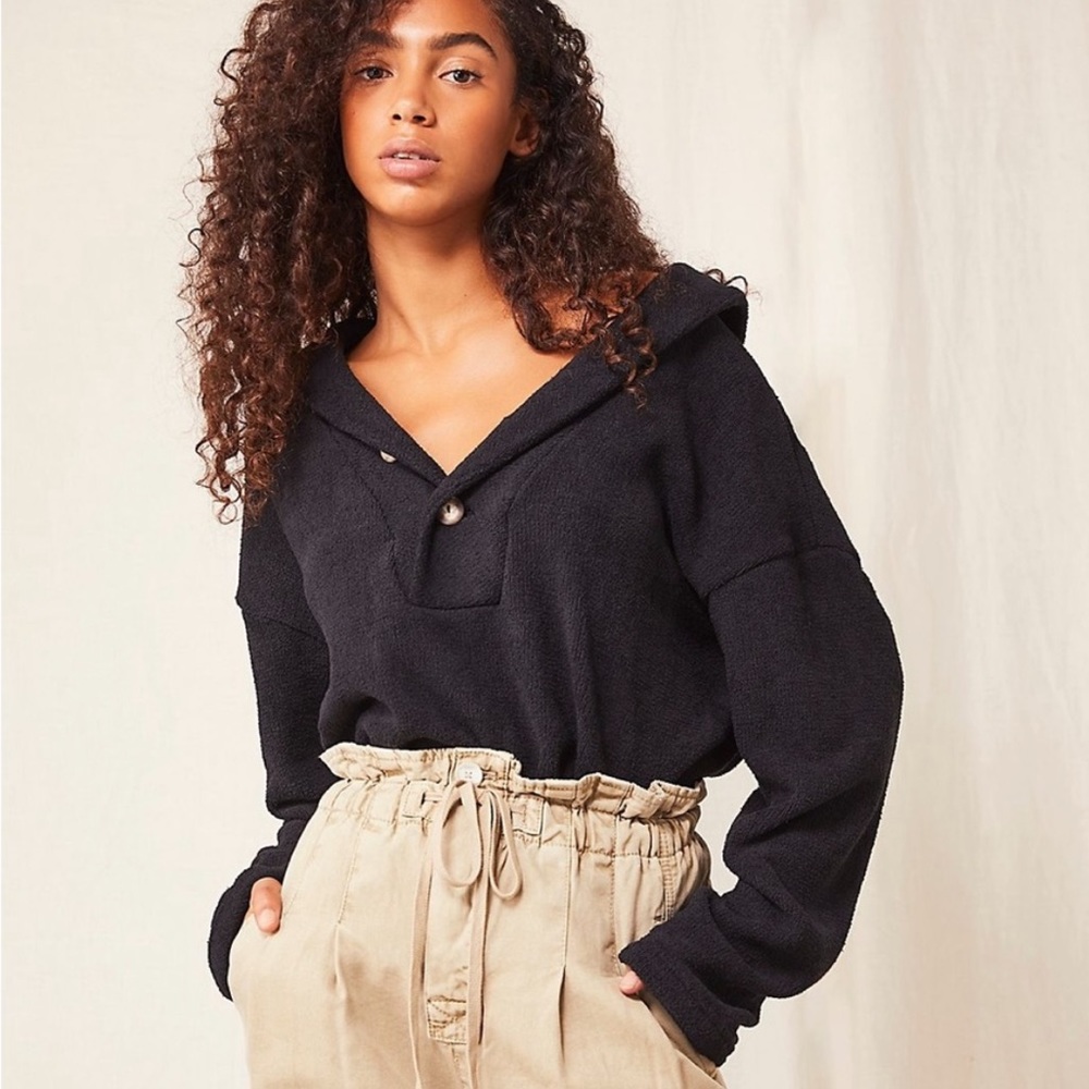 Free People Bino Black Pullover